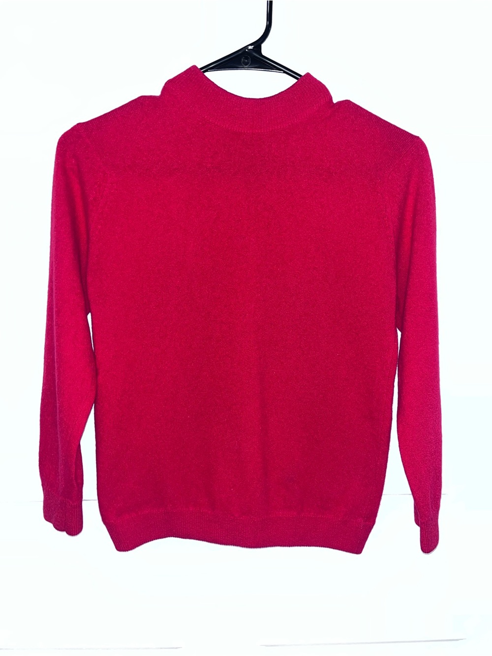 Dalton Vintage Red 100% Virgin Cashmere Sweater Womens Small Mock Neck Button